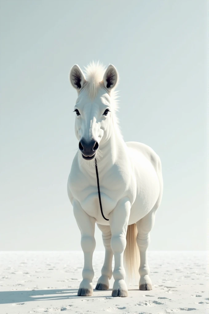 An all-white zebra with a black stripe 