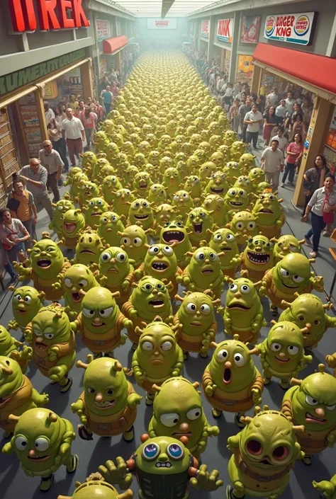 An army of Shrek and SpongeBob SquarePants invades a Burger King