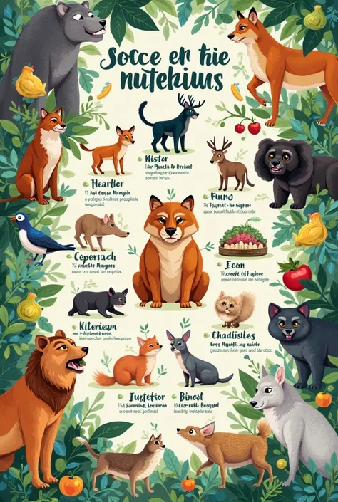 Easy Poster that illustrates the sources of nutrients for animals