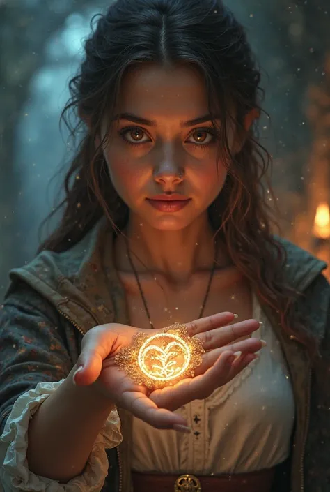 The Mark on Her Wrist**: Zhara shows the glowing mark on her wrist, which matches the symbol on the map. Her hazel eyes shine with determination.