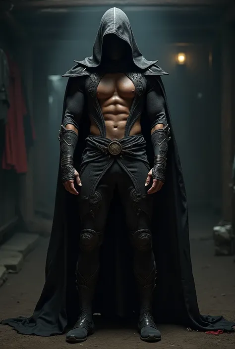 A man wearing a highly revealing ninja costume。BDE 。