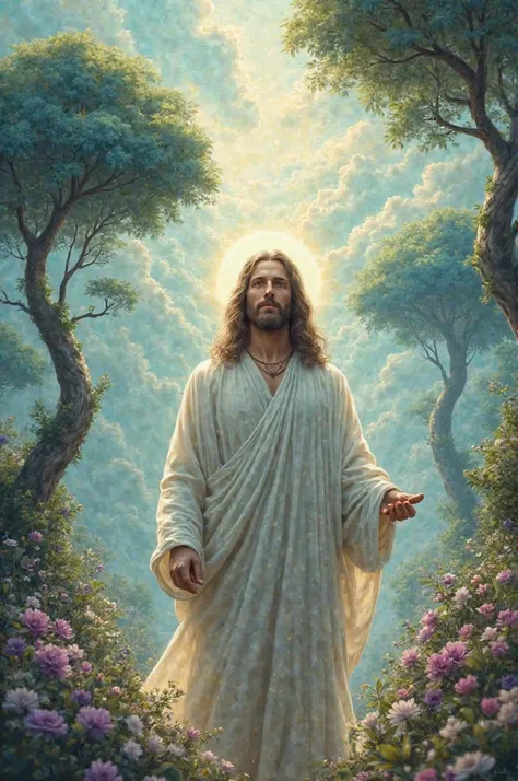 Picture of Jesus in a charming Furdo landscape setting 