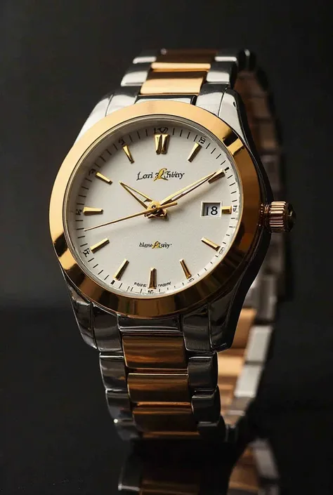 Gold and silver strap watch with the migm logo