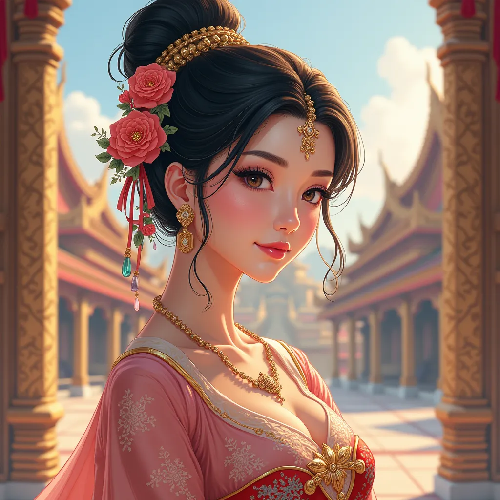 Create an anime portrait of Thai Ayutthaya women