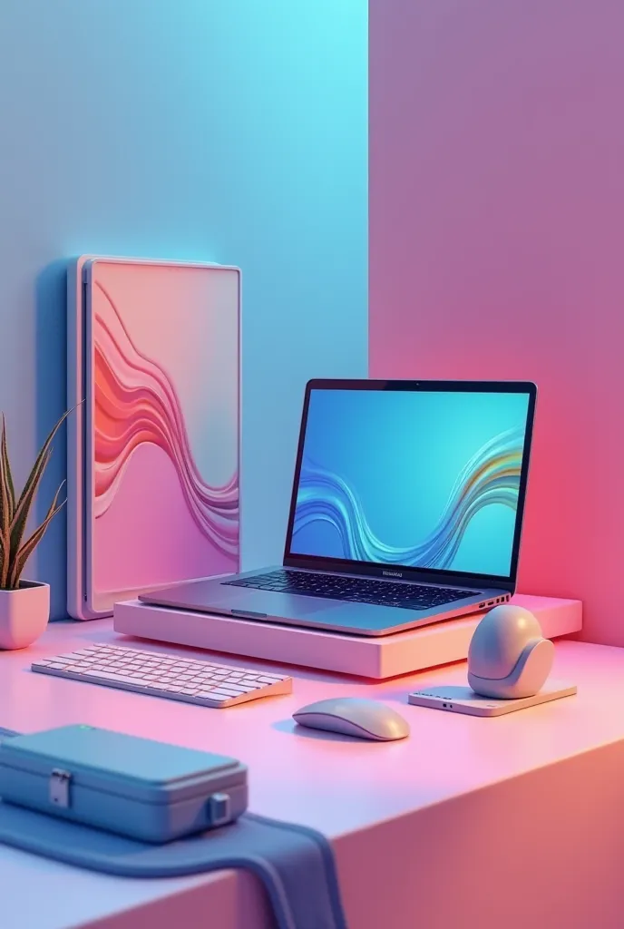 create an image of laptop accessories in 3D style