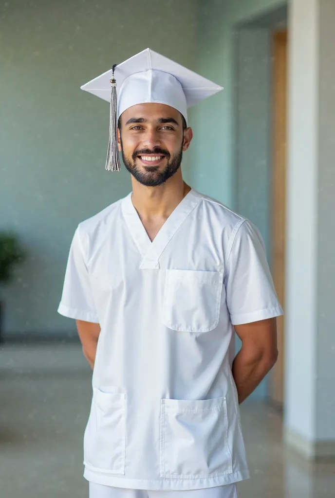 male nursing studenet graduation photo no toga cap