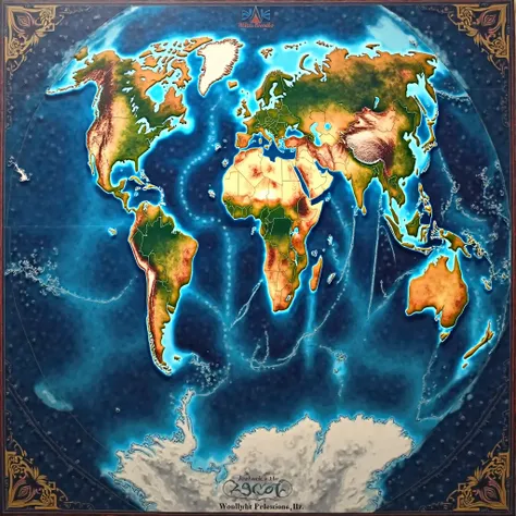 World map with ocean 