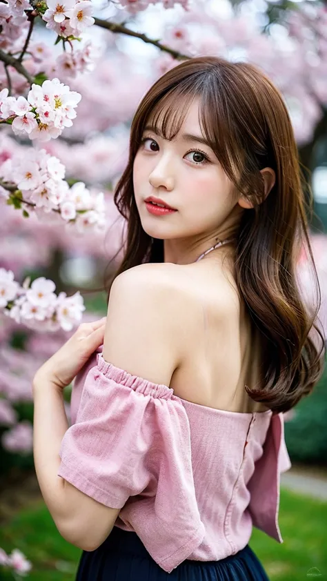  cherry blossoms ,   has a slightly charming yet elegant pose  . 's Instagram post that features cherry blossoms  {x} The post contains 、 gravure surface while maintaining an elegant appearance It highlights a virtual idol called ,  under the night sky ,  ...