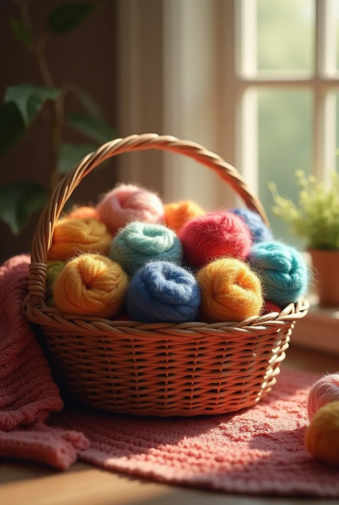 balls of wool in a basket