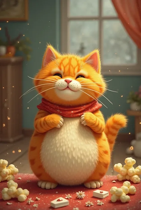 Once upon a time there was an orange-bellied cat called Popcorn, who lived in a house filled with delicious smells. Popcorn was not just any cat; he had an irresistible passion for cooking! His round belly was a reflection of so much savoring the delicacie...