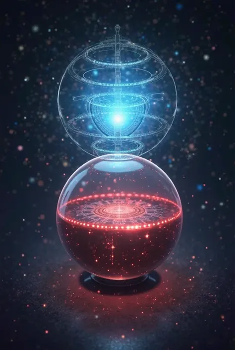 Time Sphere in English:
	•	Size: About the size of a tennis ball.
	•	Material: Made from a glass-like but highly durable material, with a smooth and slightly reflective surface.
	•	Color: Transparent, but emits a soft glow. The light color changes dependin...