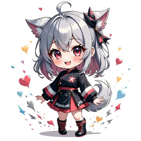 ( chibi:1.4), chibi character, chibi style, toe, (cwhite background:1.4),full body,masterpiece, high quality, 4K, HDR,, A girl with frills, anime style, Ninja、 with a cheerful smile、open your kiss partner's mouth wide、simple background、Japanese style、Smal...