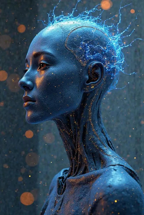 Create a visually striking AI-generated character that represents a wise, non-human entity. This character is an advanced artificial intelligence, not a human, but possesses deep knowledge, critical thinking, and the ability to provide life advice. Design ...