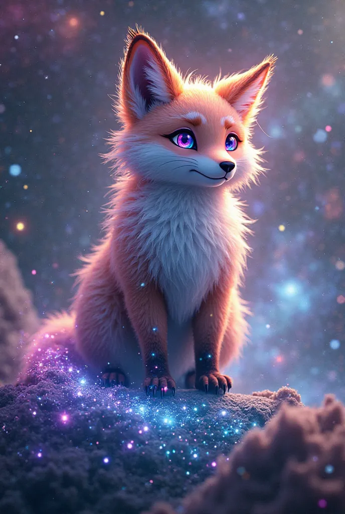 A galactic fox color galaxy animated theme 