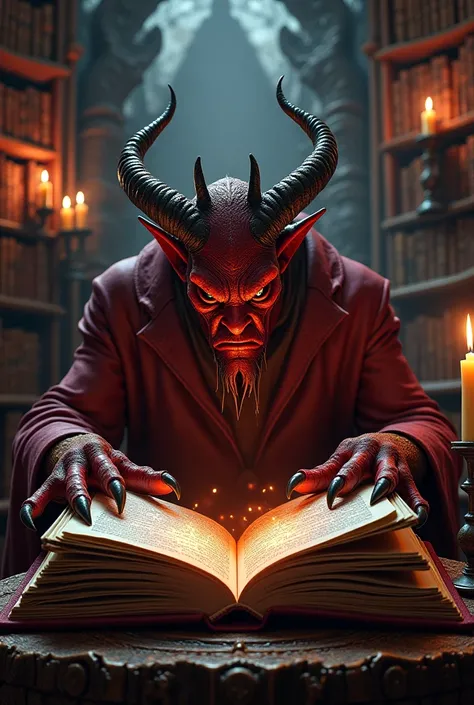 A demon reading holly book