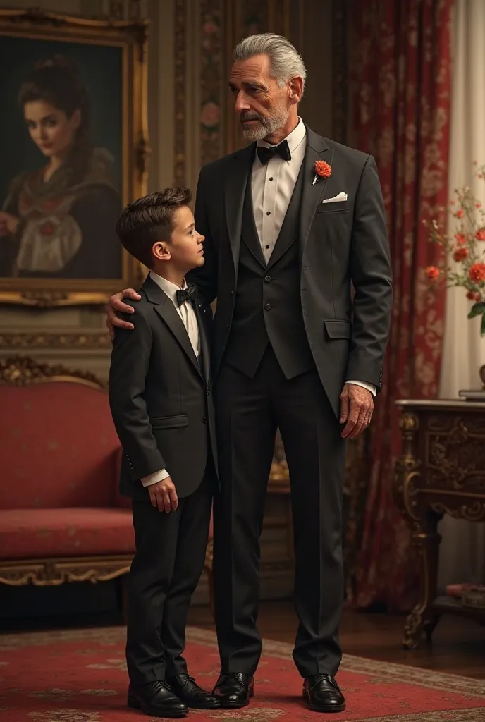 Elegant rich father and son