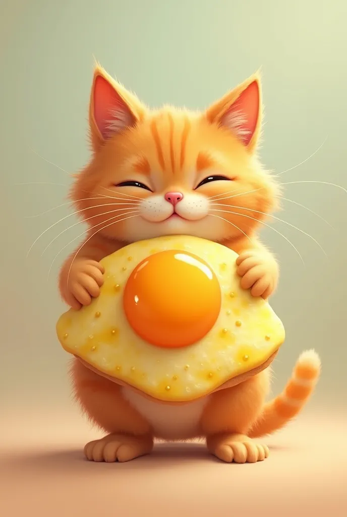 Orange cat combined with omlet egg