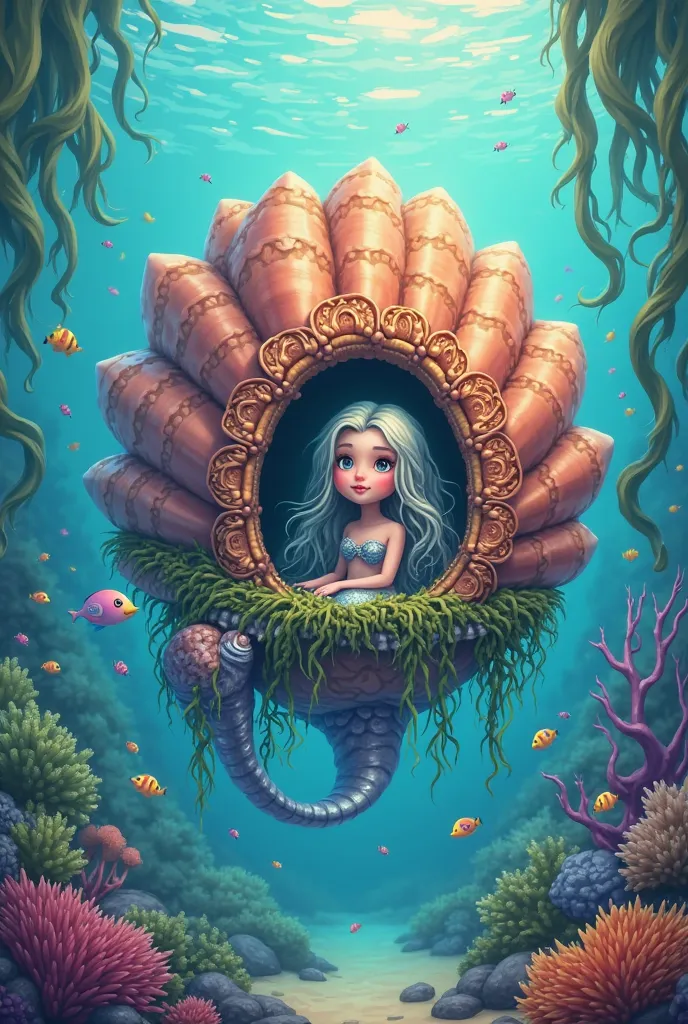 CARTOON SEASHELL HOUSE FOR UNDERWATER MERMAID