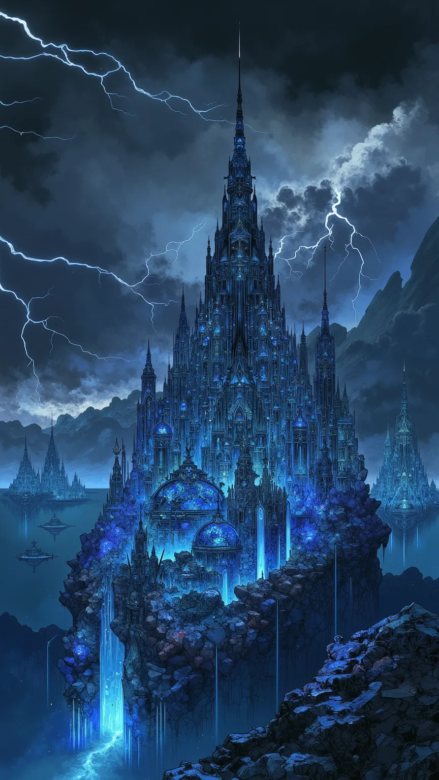 (angle: General plan — Dark tone, with a contrast of light and shadow)
Heavy clouds form over the city, lightning tears through the sky like flaming swords. The rough sea throws furious waves against the city walls, and the anchored ships tremble like leav...