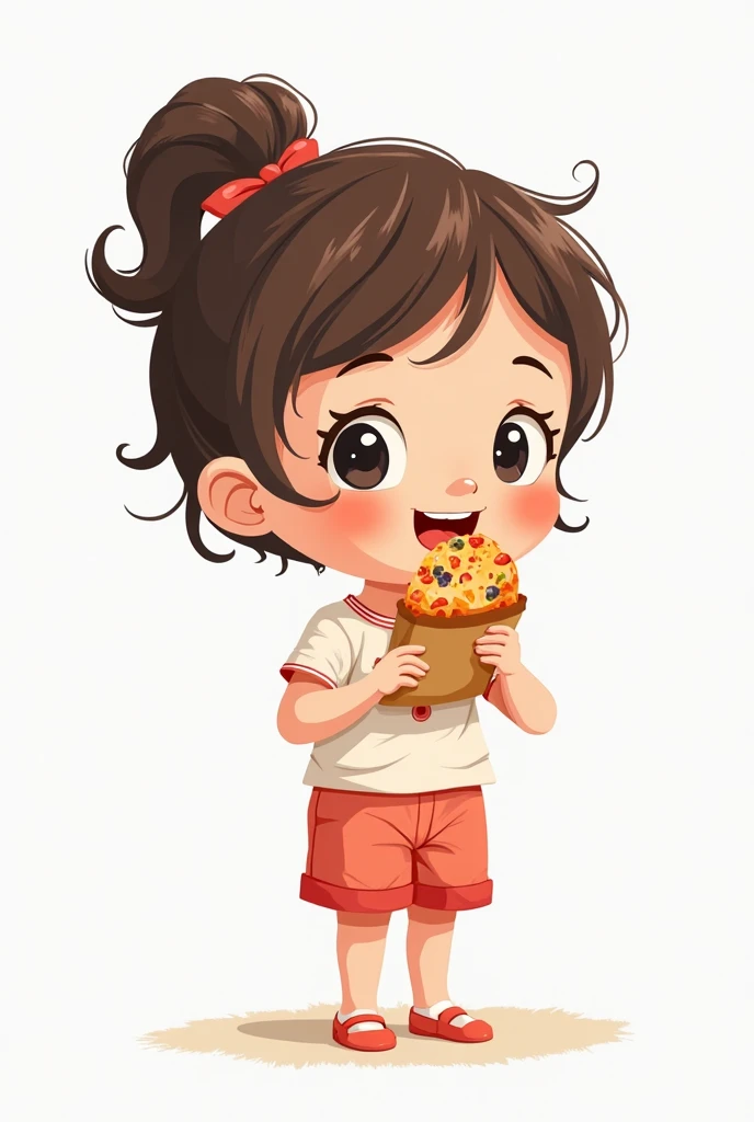 Clip art white background a girl is eating 