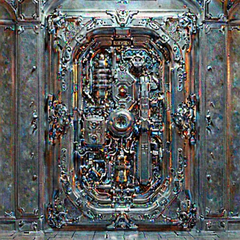 High detailed sci-fi door panel design, intricate mechanical details, engraved metal, hard surface patterns, ultra-realistic texture, 8K