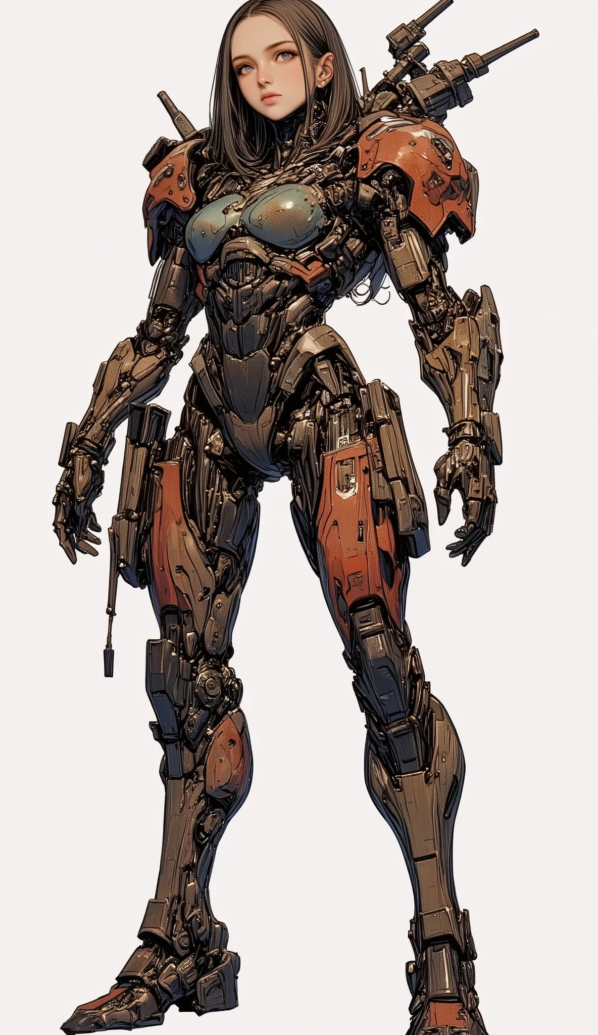 A drawing of a robot with lots of different colored parts, concept art：Josetsu, Tumbler, chest, Samus aran fanart, doom guy resembling Samus, Samus aran, Samus, video game fan art, Metroid, Nintendo Game Art ,  Vibrant Fanart , Samus aran bioorganic varia ...