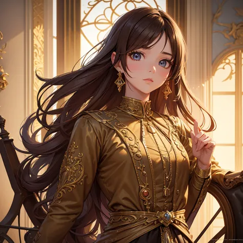 High Quality Masterpiece、Anime Style Carriage、Prince with an injection、Detailed portrait、Delicate expression、Dignified Behavior、 fancy mesh costume、 gold accessories、 Ornate Backdrop、Fantasy Atmosphere、Soft lighting、Realistic 3D rendering、Vivid colors、deep...