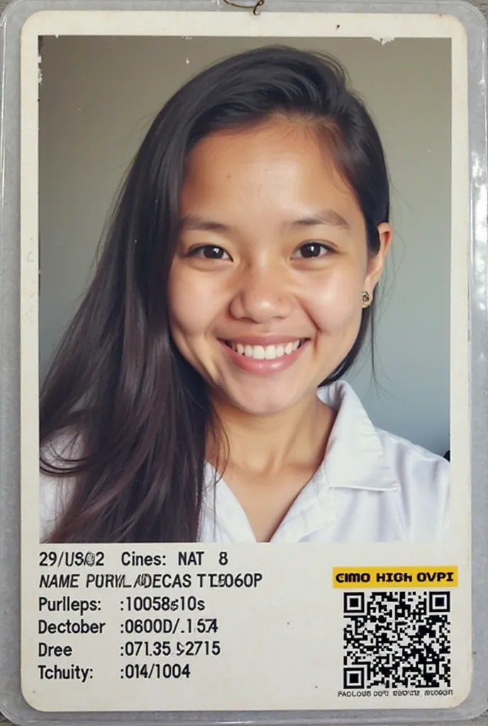 An employee ID. just make up the logo and the construction company. Her mame is Penelope Roxas Tejada, her birthday is December 15, 1995, her address is Purok 5, Brgy. Gusa, Cagayan de Oro City. And her picture is a girl that looks like a filipino.