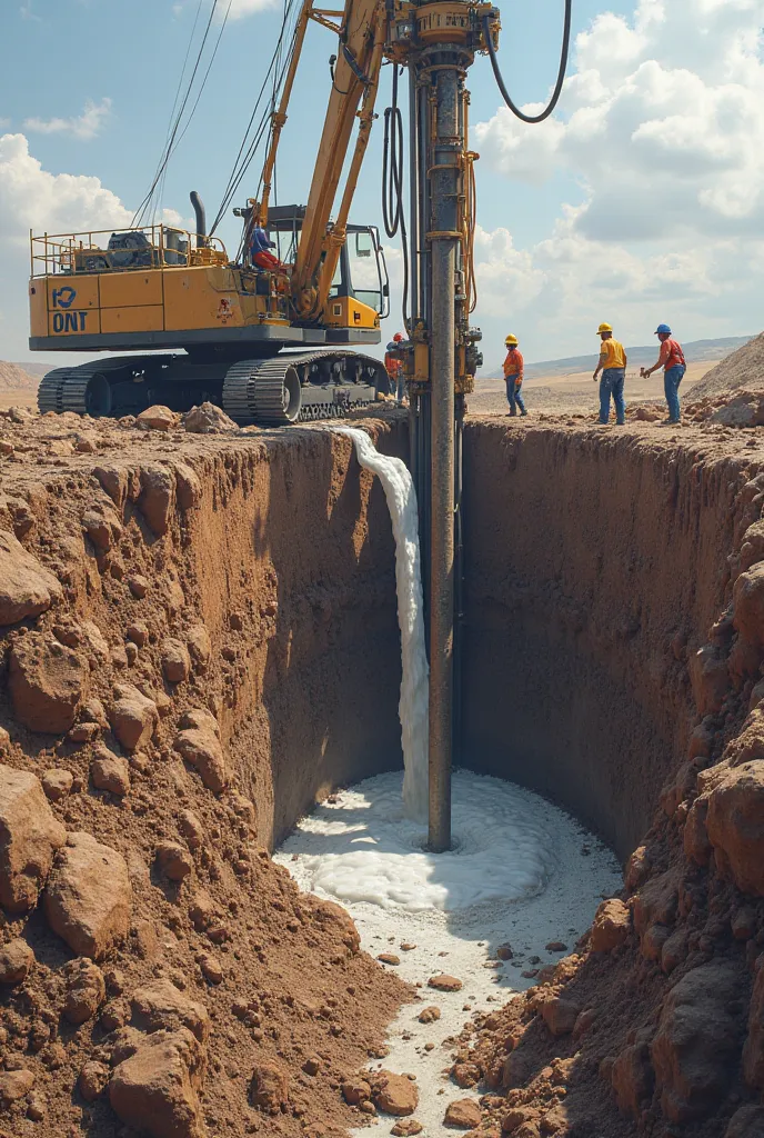 Driiling soil stabilization and grouting the borehols for consolidation 