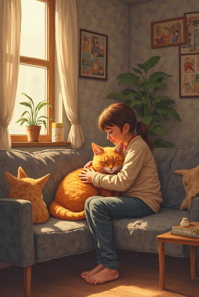  "In a tiny apartment, love thrived despite struggles. The orange cat and his boyfriend were inseparable… for now."