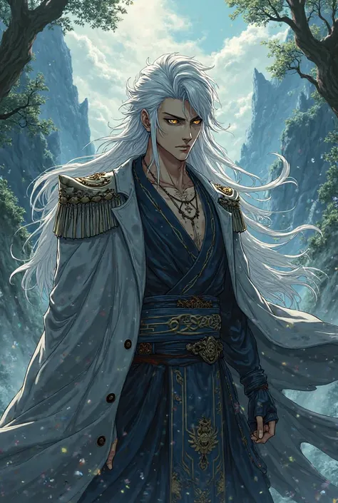 Male anime character with white hair and golden eyes, Inuyasha and Sesshōmaru's brother 