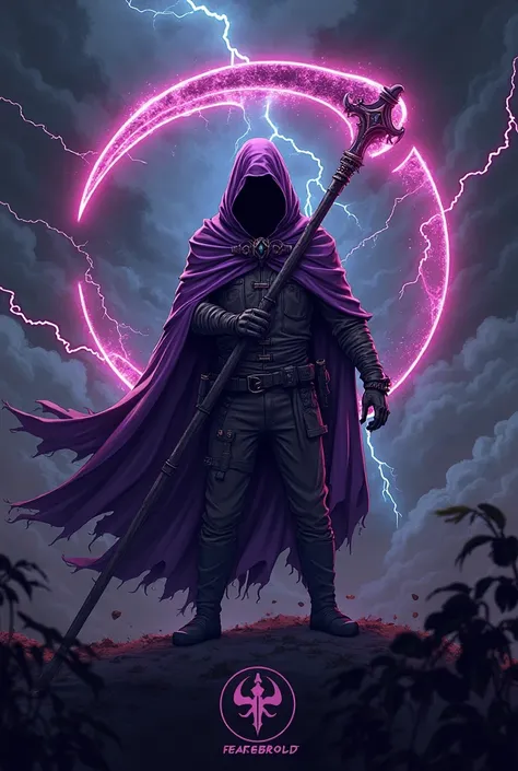 Imagine a pubg logo with name reaper clan purple anime with lightning effect 