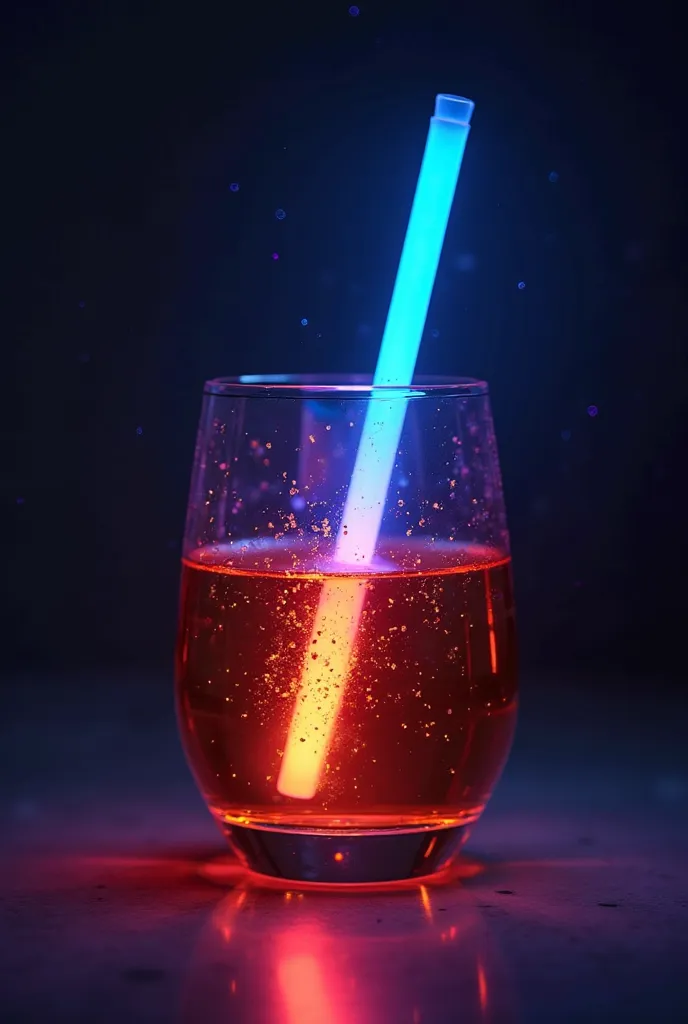 A flashing straw in a glass of alcohol