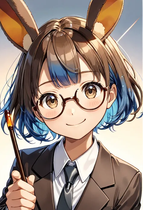 A highly detailed Dreamy fantasy anime-style illustration of Chibi-Style, vivid Copic marker anime illustration, maintains a 3:1 head-to-body ratio, (intelligent and friendly cute smile immature girl:1.3), (short wavy bob haircut with soft layers:1.3), (ch...