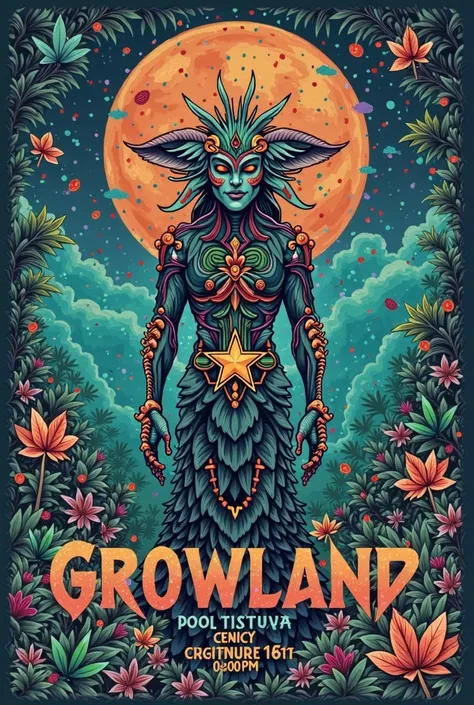 Event poster promoting nature and weed in a luxury pool called GROWLAND 2.0 
