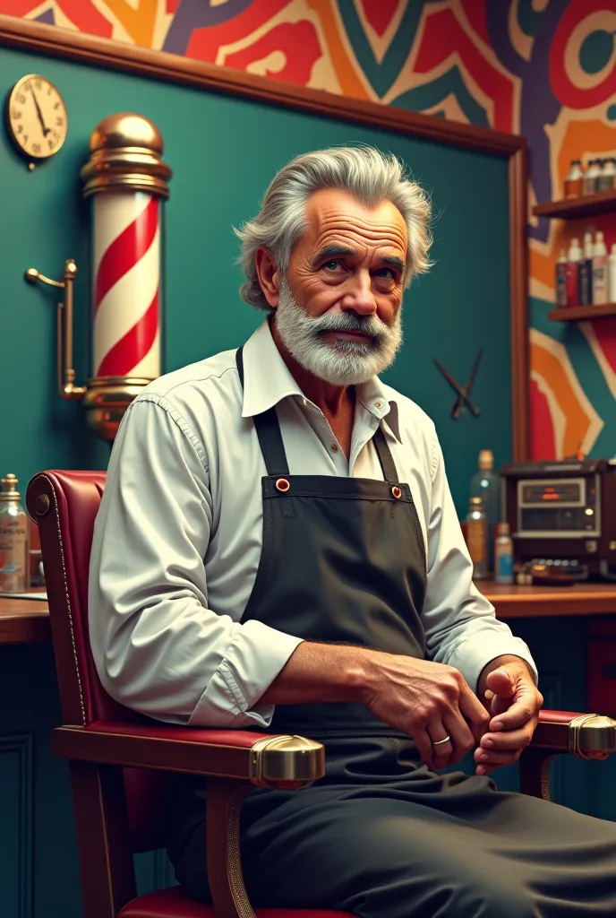 Old man barber with bright background 