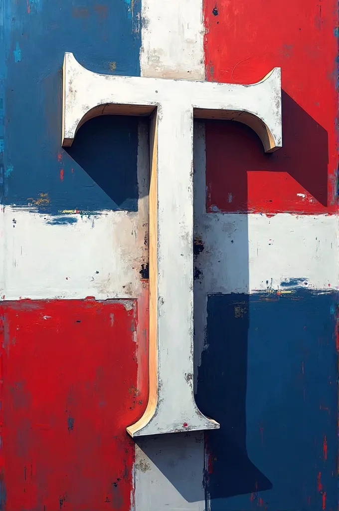 Generate the letter T for me with the integrated Dominican Republic flag