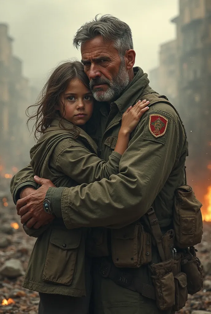 A soldier protection his daughter 