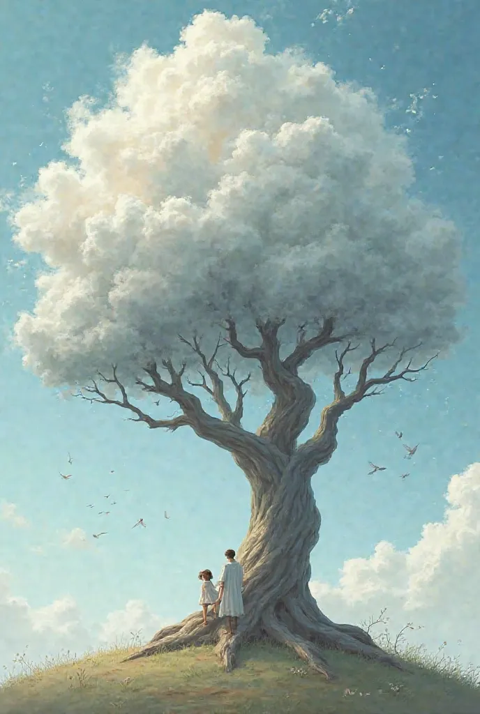 Friendship between clouds and tree 