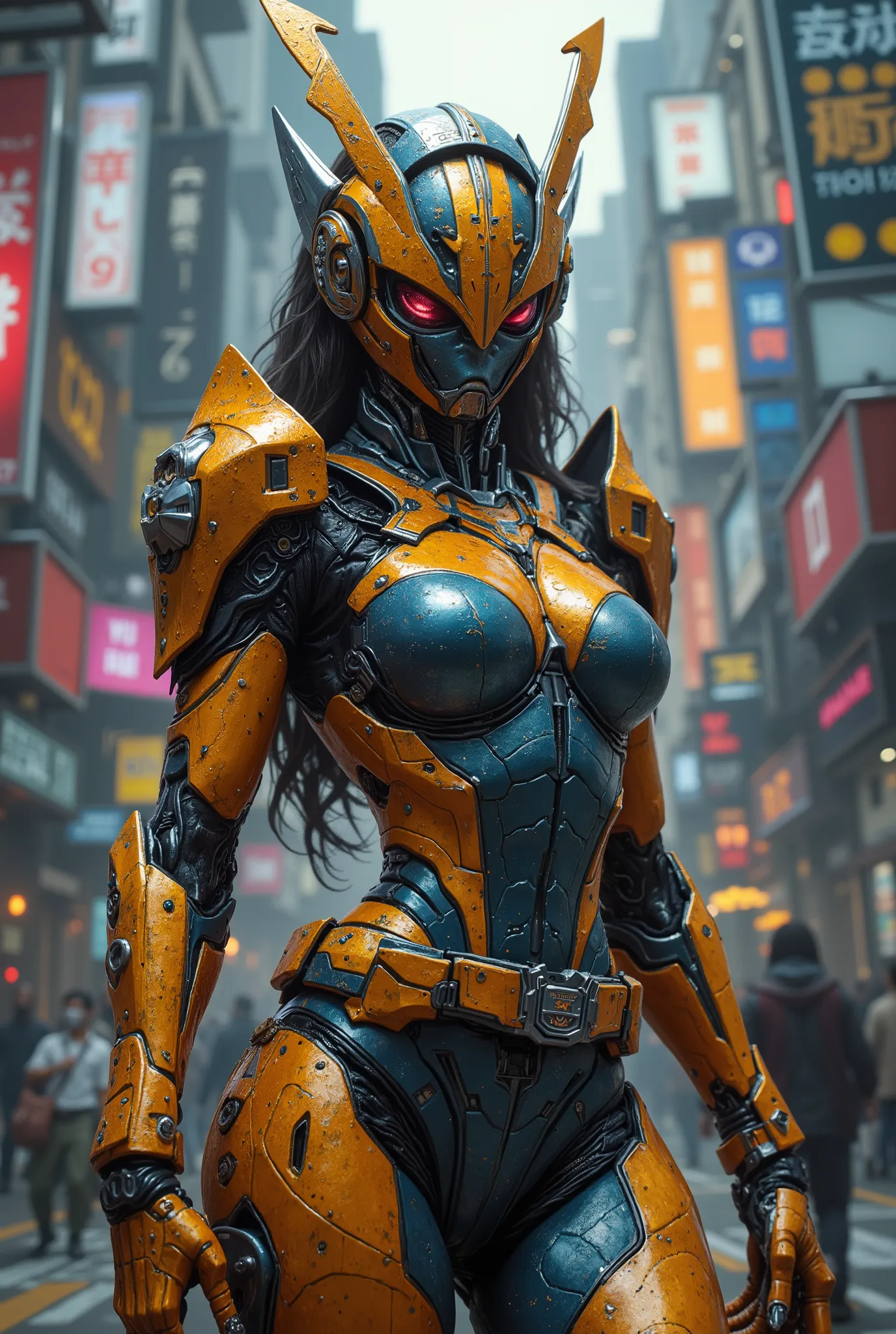 a beautiful female Kamen Rider with praying mantis abilities,highly detailed mechanical exoskeleton armor,transformation pose,wearing a transformation device belt on lower back,intricate insectoid design,photorealistic,cinematic lighting,dramatic camera an...