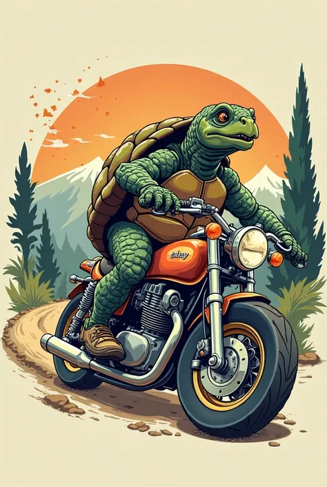 Turtle and motorcycle adventure logo