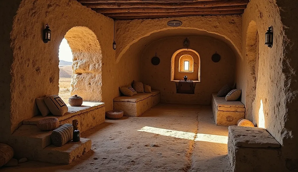 Ancient village of Bethany, humble and cozy house of concrete and stone, with warm lights, it was from Christ