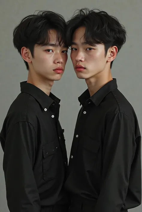 
Draw 18 year old twin boys in black shirts 