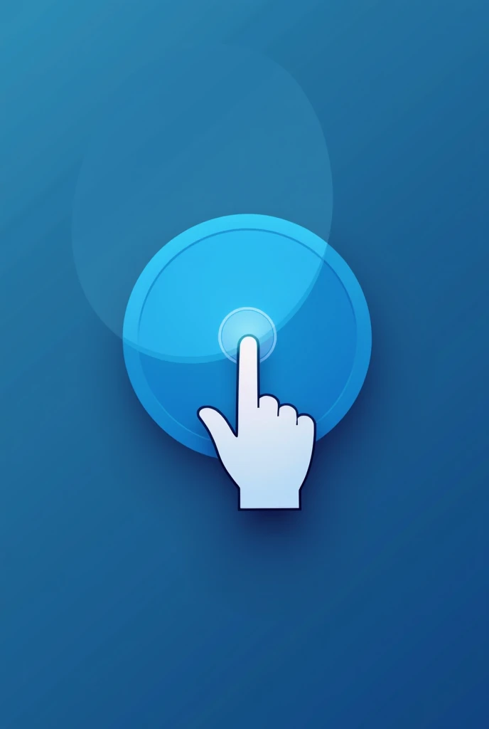 a simple circle blue logo, a index finger push one of plenty of buttons, simple blue 2d logo, minimalism