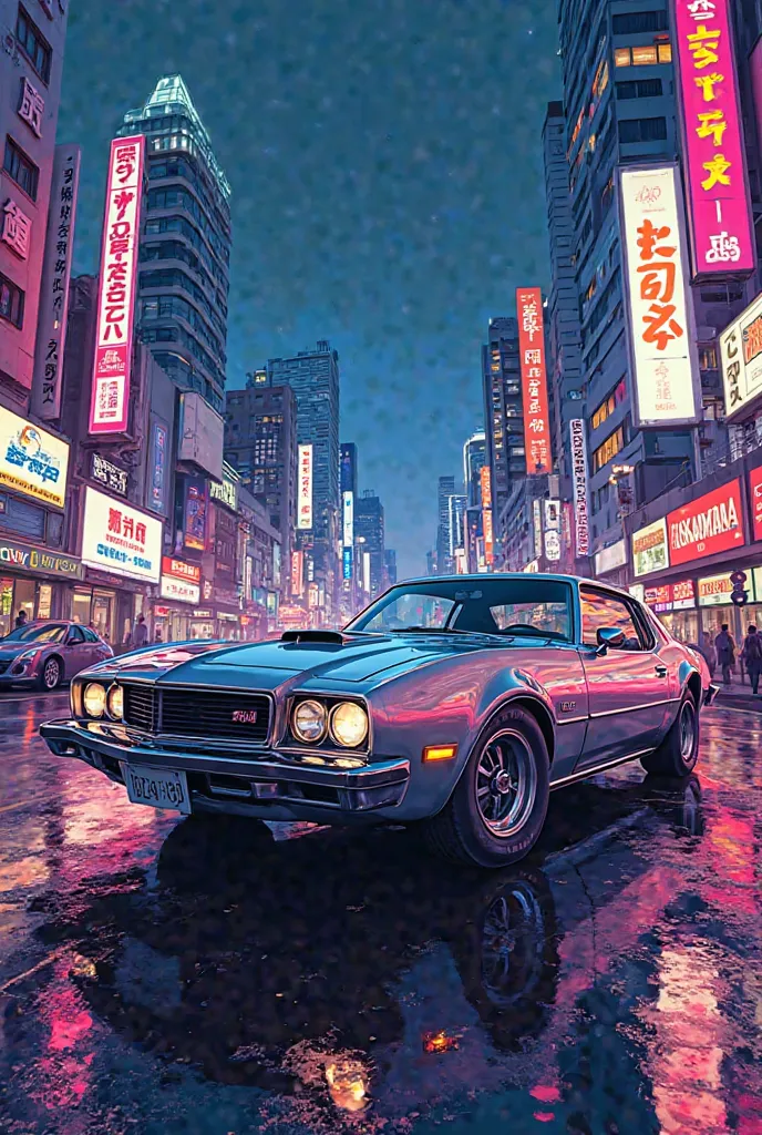  city pop style illustration、car