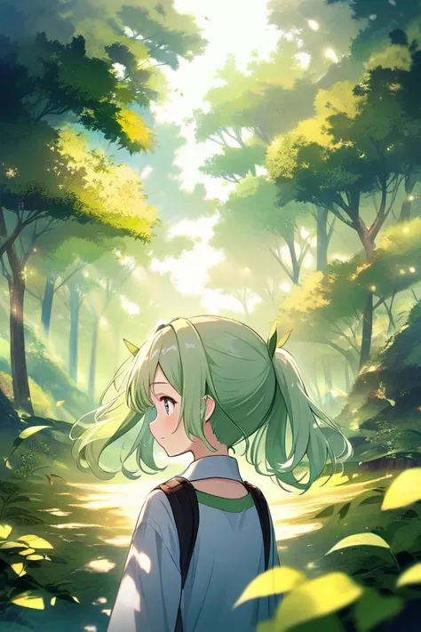 A light green twintail hair teenage girl.