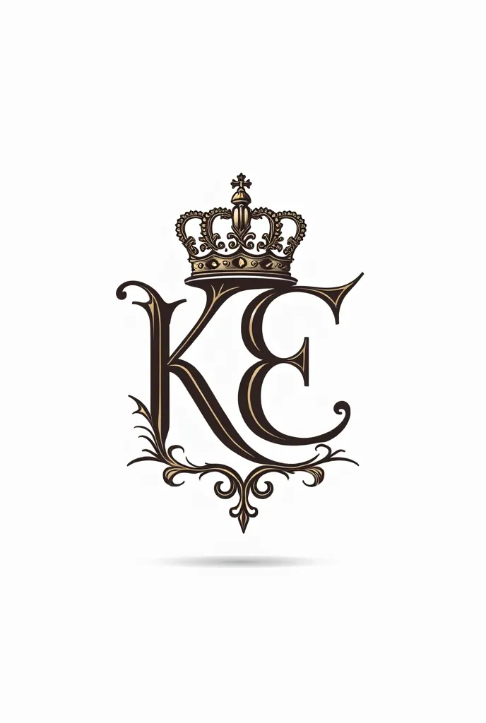 Make logo for letter K and E let it be king crown and white