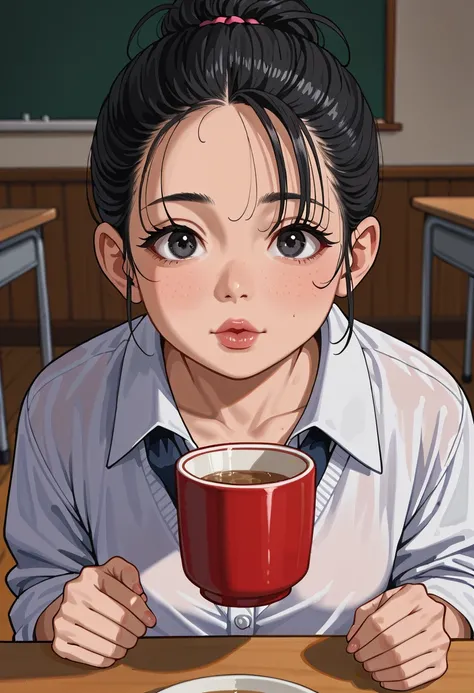 (1 girl:1.3),  masterpiece, TOP QUALITY,  amazing beauty, 4K,  that's ridiculous, fine-grained, super detailed eyes, perfect anatomy, Official Art, cinematic lighting, break, Silky Ponytail, (  black hair:1.5), (( super shiny detailed black eyes )), cute e...