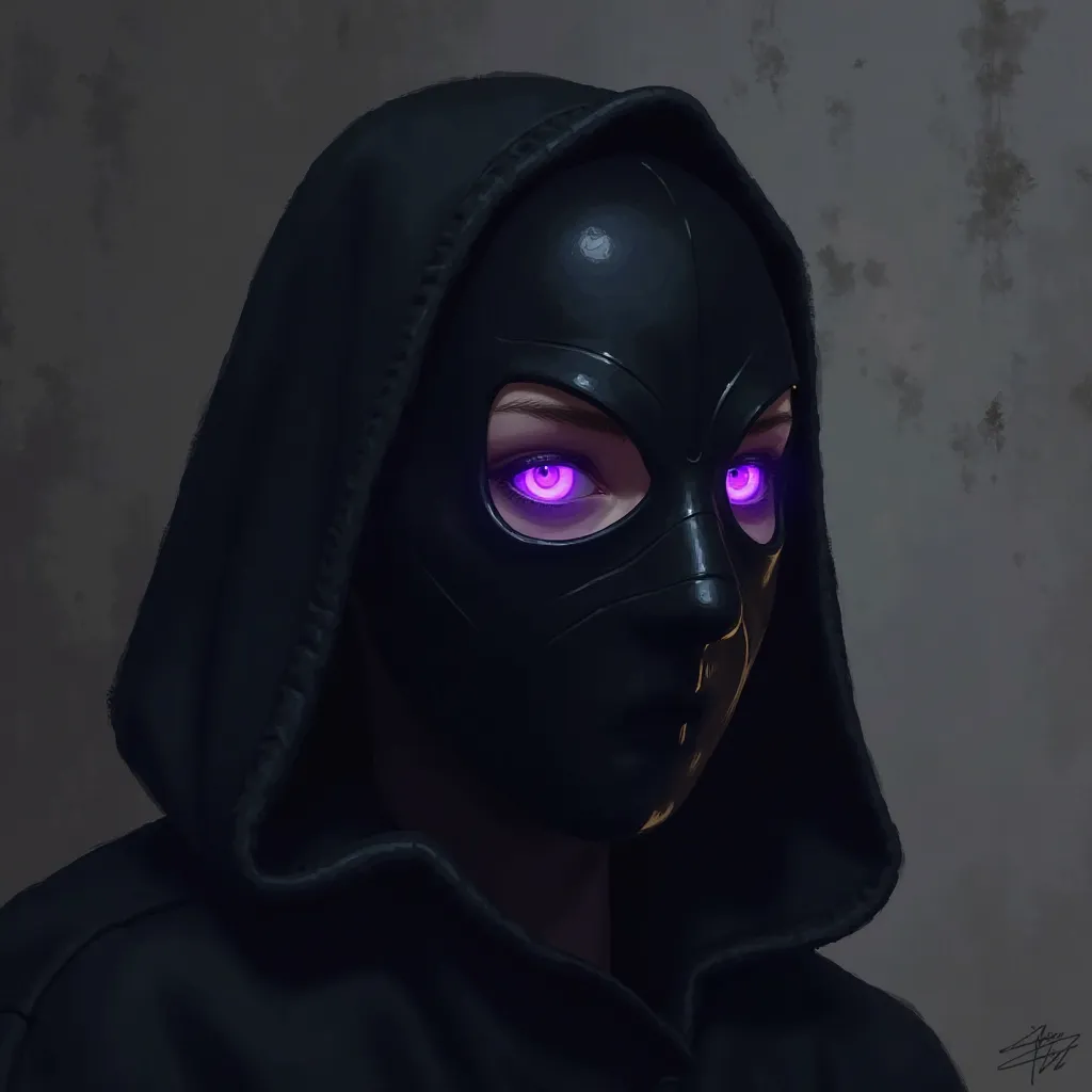 Essentials with a black mask and a purple Yousry eye 
