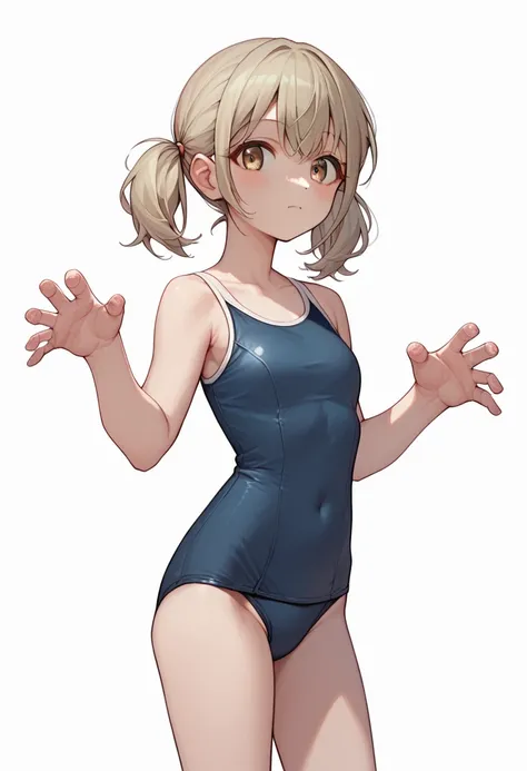 azusawa KoHane , Project Sekai,   shake hands 、Navy blue swimsuit、school swimsuit、Simple illustration、Anime Prompts、anime style